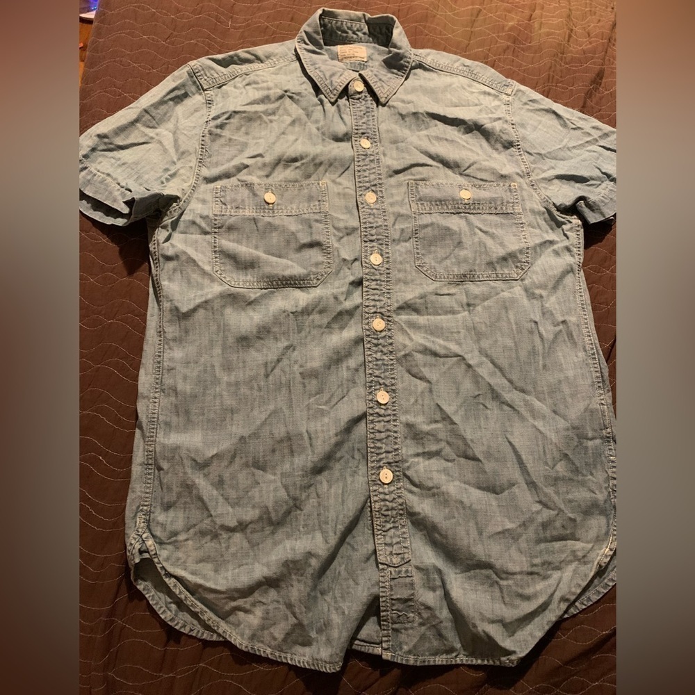 J Crew EUC Authentic Workwear numbered 77388 denim short sleeve button up small